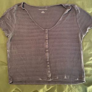 Navy ribbed cropped top